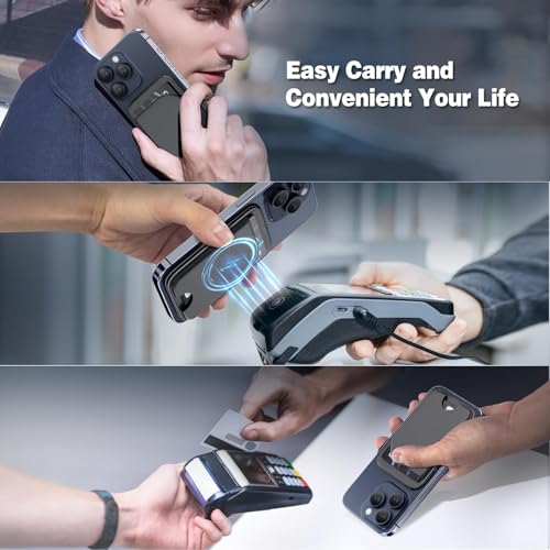 Image of Magnetic Wallet Case with Stand, Magnetic Wallet for iPhone, Adjustable Leather Mag-Safe Card Holder for iPhone 17 /16 /15 /14 /13 /12 Series Black