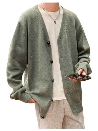 GORGLITTER Men's Oversized Cardigan Casual Button...