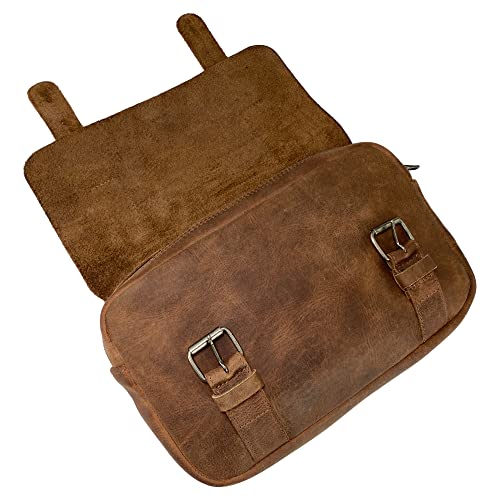 Hide & Ride, Bicycle Handlebar Bag Handmade From Full Grain Leather - Multifunctional Organizer For Commuters - Accessory Pouch, Biker Essentials - Bourbon Brown #TOP2