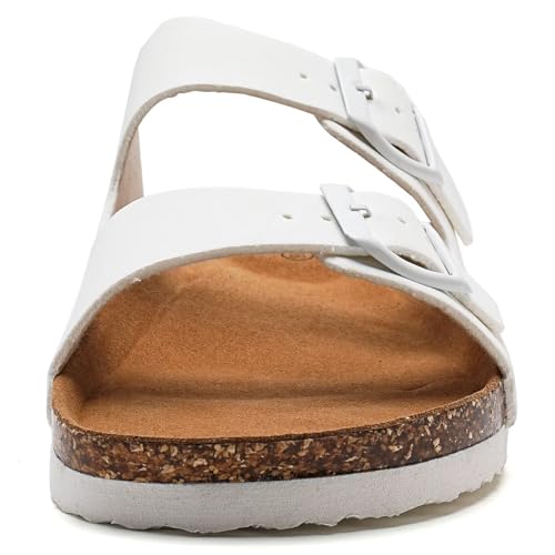 Image of Torotto Womens Slides with Cork Footbed Open Toe Adjustable Webbing Flat Sandals for Walking | Beach | Indoor