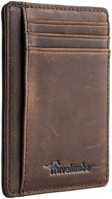 Travelambo Slim Wallet Front Pocket Minimalist Leather RFID Blocking Medium Size