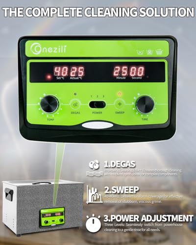 ONEZILI Ultrasonic Cleaner 30L, 600W Ultrasonic Parts Cleaner w/Adjustable Power, Sweep & Degas for 360°Cavitation Cleaning- Industrial Ultra Sonic Machine for Gun, Carburetor & Mechanical Parts