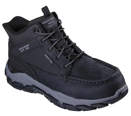Skechers Men's Moc Hands Free Slip Ins Santoro Leather Nano Safety Toe Industrial Boot, BLK, 13 Wide