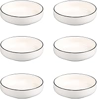 Vista 2 de Colias Wing Juego de 6 platos de porcelana multiusos de 3.5 pulgadas, patrón de un solo color, platos de aderezo de porcelana para condimentos
