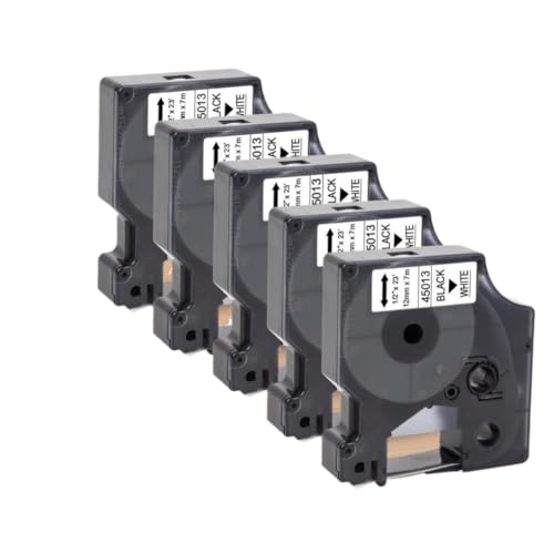 ���x�����[�J�[�e�[�v LM160 LM280 2 5 10�Ή� �z���C�g 12mm D1 45013(5PK Black on White)