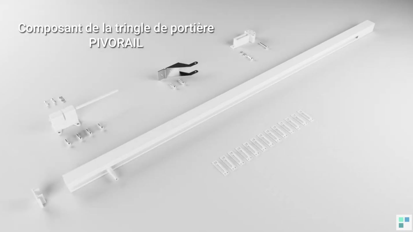 Kit Tringle de Porte Pivotante en Aluminium, 120 cm, Montage en Affleurement, Profil 17 x 21 mm