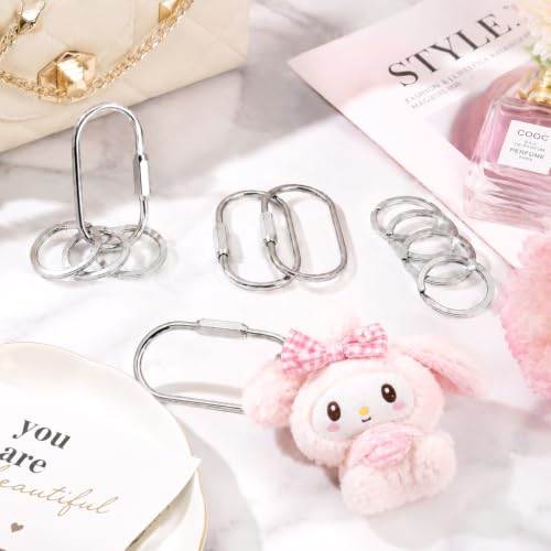 Image of Locking Key Ring,Carabiner Keychain Clip for Key,Screw Lock Key Organizer | Purse Bag Charm Holder for Handbag,Electroplated for Rust-Resistance,Anti-Lost,Large Capacity,Wide Application,Brass