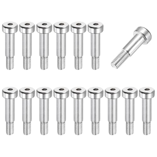 QUARKZMAN 16 Piezas Tornillos De Hombro De Acero Inoxidable 304 Diámetro Del Hombro 6mm Longitud Del Hombro 12mm Roscado M5x0.8 Tornillos De Hombro Con Cabeza Hexagonal