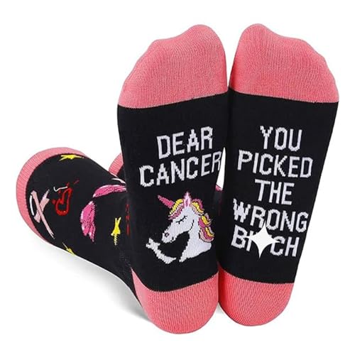Ethlomoer 1PCS Mid-Length Knitted Socks Thoughtful Breast Cancer Gifts for Women Comfortable Calf-Length Socks as Cancer Gifts for Woman