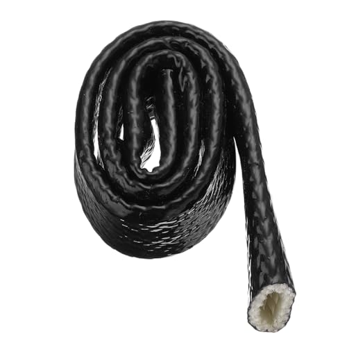 Image of MECCANIXITY 3 /4 inch ID 1.6ft Heat Shielded Fire Sleeve Silicone Coated Fiberglass Tape, for Automotive Hose Lines Wires Electrical Wiring, Black