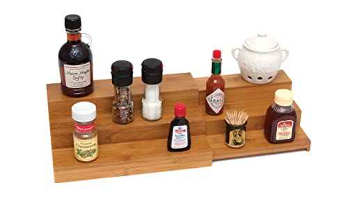 Lipper International 8807 Bamboo Wood Expandable 3-Tier Step Shelf Kitchen Organizer, 12" x 7-7/8" x 4-1/4"