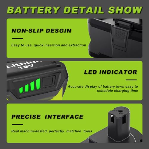 Image of 2Pack 18V 8.0Ah Battery Replacement for Ryobi 18V Battery with Charger | Compatible with Ryobi 18V Battery Power Tools P108 P117 P102 P103 P106 P109