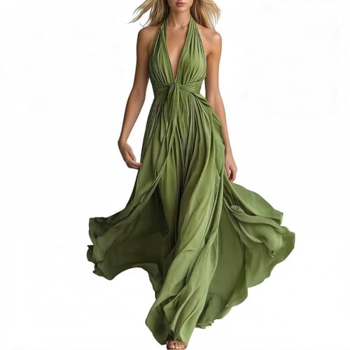 Robe longue sans manches femme plissée pour invitée de mariage