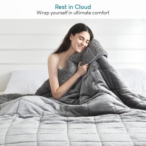 Weighted Blanket 20Inches x 30Inches 03lb, Flannel Cozy Plush Weighted Lap Blankets, Fuzzy Sherpa Weighted Blankets, Soft Travel Blanket for Sofa Bed, Grey