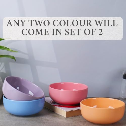 Image of Niyara Ceramic Printed Bowl Set of 2 | Premium Serving Bowls for Snacks, Soup & Desserts | Microwave & Dishwasher Safe (Colourful Bowl)