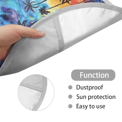 Image of Palm Tree Steering Wheel Cover Sunshade Reflect UV Sun and Heat Car Interior Sunshade Easy Installation Auto Interior Protector Universal for Cars Truck SUV Van