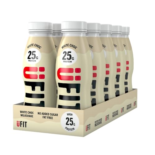 UFIT 25g Protein Shake (10 x 330 ml) - White Chocolate Flavour - High Protein - Fat Free - No Added Sugar - Ready to Drink - Gut Friendly - Packaging May Vary