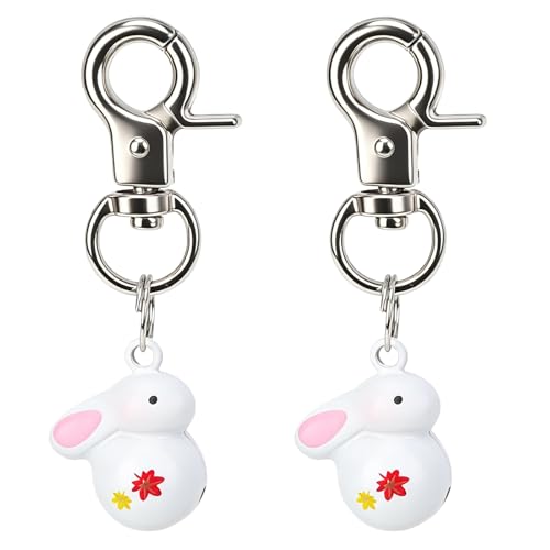EXPAWLORER Pet Bells for Dog Cat Collar Charm - 2 Pack Cat Collar Accessories Bells Loud, Pet Jingle Ornament Training Pendant Neck Decoration Rabbit Shaped, Tracker for Saving Birds