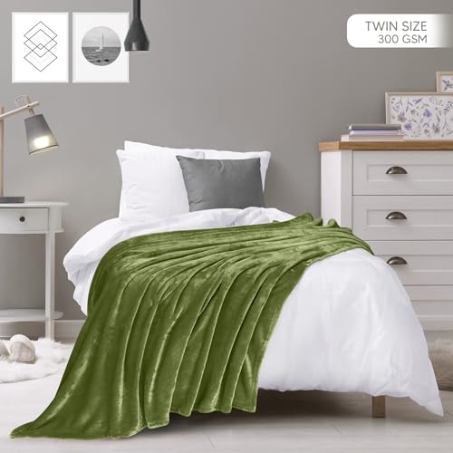 Image of Utopia Bedding Fleece Blanket Twin Size Olive (60x80 Inches) Ultra Soft Warm Lightweight Microfiber Breathable Anti-Static Cozy Bed Blanket, All-Season Home Decor Gift for Men & Women