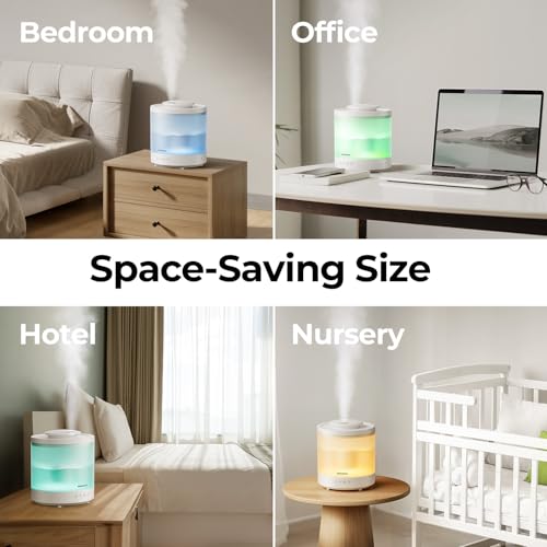 Homvana Small Humidifiers for Bedroom - 2 Packs 1.8L Cool Mist Top Fill Humidifier for Baby Nursery の商品画像 8