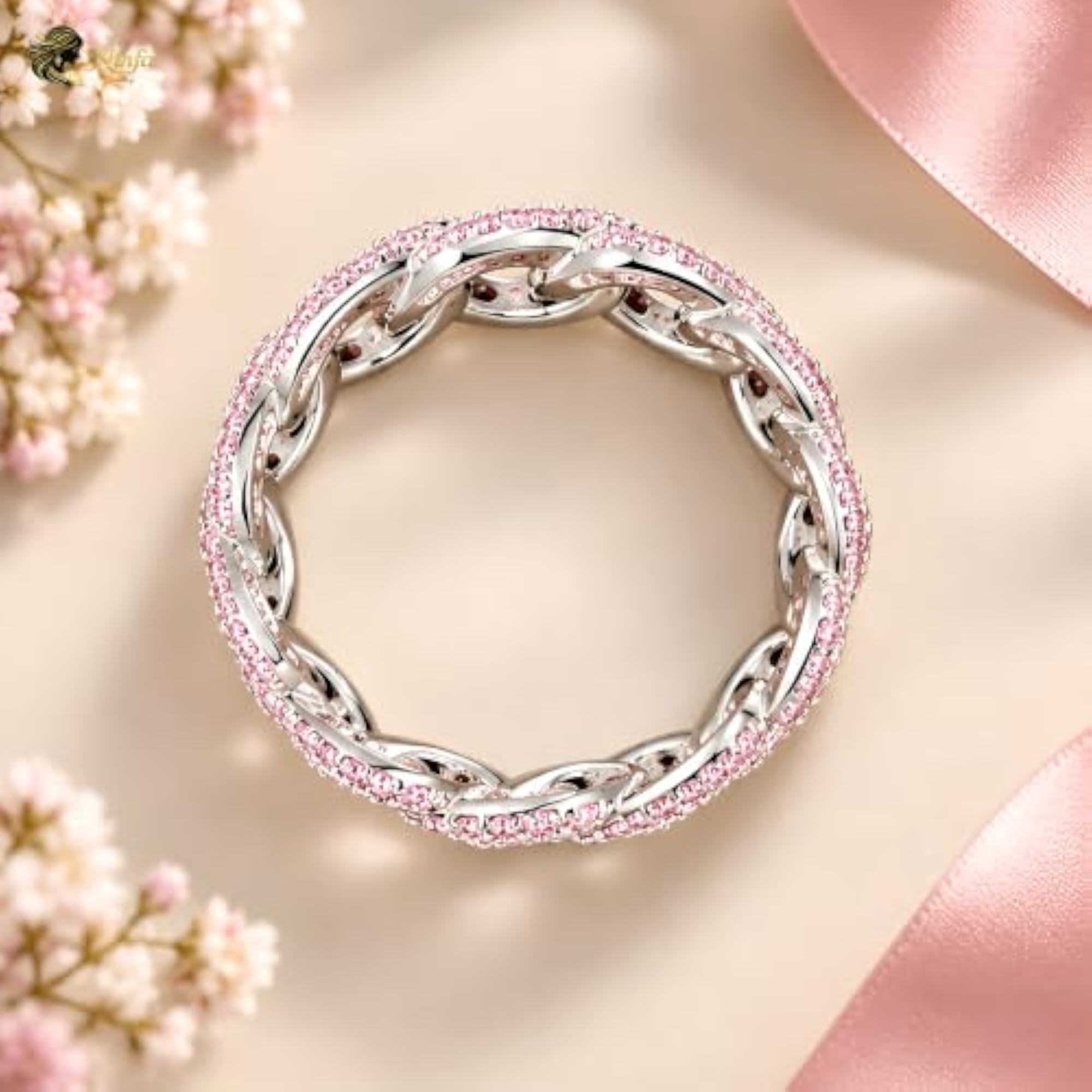 Silver-Tone Cuban Link Chain Statement Ring