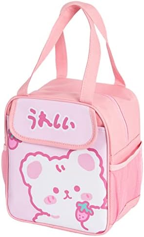 OZAOZ Kawaii Lunch Bag for Girls Lunch Box Insulated Cute Lunch Bags for Women Insulated Lunch Box for Kids (PInk-Bear)