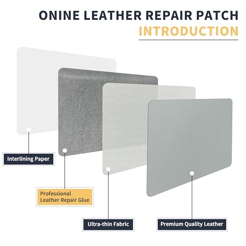 Image of ONine Leather Repair Patch，Leather Repair Tape, 12 x 48 inches Leather Repair Patch for Furniture,Vinyl Repair Kit，Leather Couch Patch，for Sofas, Furniture, Car Seats(Blue Gray-Litchi Grain)