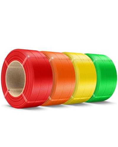 Image of SUNLU 500g PLA Plus Filament Refill 1.75mm, 3D Printer Filament PLA Refil 4 Rolls, No-Spool PLA+ Filament for Reusable Spools Compatible with Bambu Lab, Red /Yellow /Green /Sunny Orange 2KG Total
