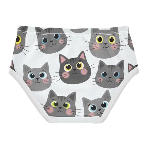Print Toddlers Underwear Floral 2t Cotton Panties for Girl Playful Cartoon Cats Gray White Underpants Briefs2