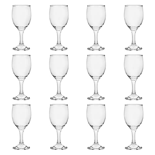 BTGLLAS HEIGHT 5.6 Inches 120ML 4 Ounce - Set of 12 Classic Red Small Wine Glasses Durable Clear White Lead-free Glass Cup For Party (Glass, 12Pcs4OZ)