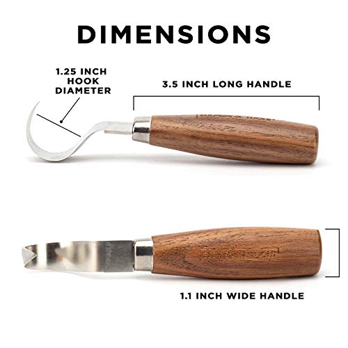 Elemental Tools Wood Spoon Carving Knife: Hook Knife Wood Carving Tool for Spoon, Kuksa Cup and Bowl Carving- 65mn Steel Spoon Carving Knife - Great Curved Knife for Beginners to Expert Craftsmen