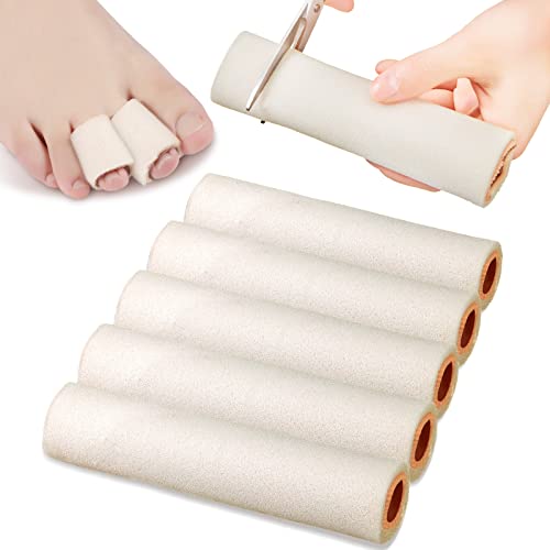 Image of Tondiamo 6 Pcs Foam Toe Sleeves Protector Cuttable Tube, Medium, Beige | Foam Bandages Cuttable Tube Toe Cushion Covers, Foot Protection for Feet, Bunion, Hammer, Callus Corn, Bliste, Pain