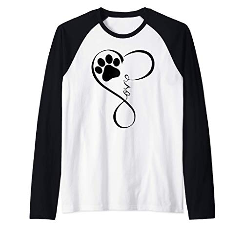 Dog Black Paw Pawprint Dogs Owners Funny Animal Pet Lover Manche Raglan