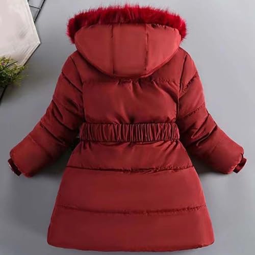 Girls Long Parka Jacket with Fur Hood, Winter Warm Puffer Coat Kids Padded Hooded Windbreaker Overcoat 5-10 Years3