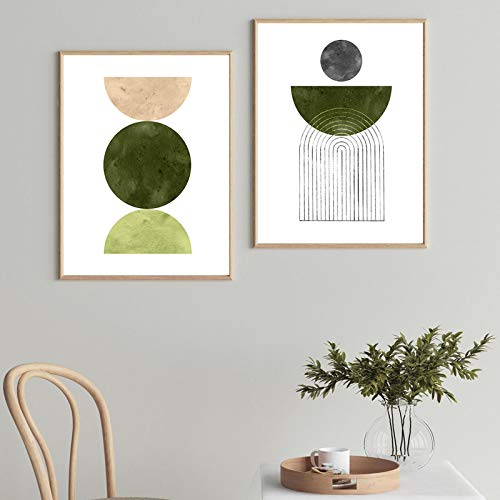 Cuadro nórdico para renovar paredes con pintura abstracto verde oliva