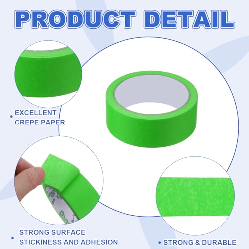Image of MECCANIXITY Masking Tape 1.4 Inch x 21 Yard Painter's Tape Green Paint Tapes for DIY Crafts Arts Drawing Decoration Labeling Car Painting Artist Teachers, Pack of 6