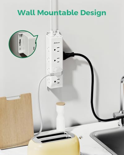Surge Protector Power Strip, 12 Wide Spaced Multi Outlets, Wall Mount - image 3
