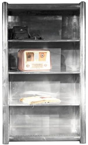 Casa Padrino Armoire étagère Argent 100 x 50 x H. 170 cm - Armoire en Aluminium - Armoire à Livres - Meuble aviateur Vintage