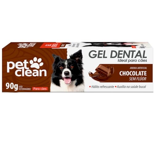 Kit Dental para Cães e Gatos, Gel Dental Chocolate 90g com Dedeira Plástica, Auxilia na Saúde Bucal