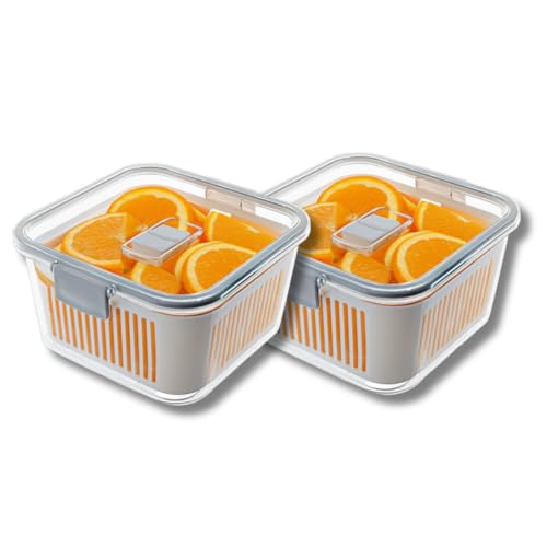 Kit 2 Organizadores Geladeira Hermético | Para Armário Cozinha Geladeira | 1,36 Litros Com Tampa Hermética | Caixa Plástica para Legumes, Saladas, Alimentos e Vegetais | Paramount