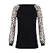 Produktbild SHE.White Damen Langarmshirt Leopard Drucken Oberteil Mode Langarm T-Shirt Rundhals Patchwork Pullover Casual Sweatshirt Tunika Tops Elegante Lose Blusen Tunika Basic Tee Longsleeve Pullis