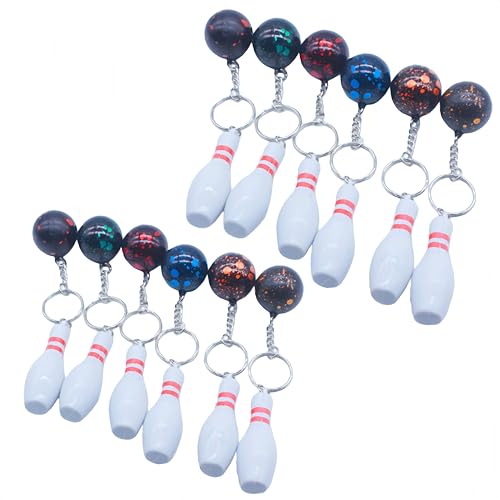 Ymswjgj 12 Stück in 6 Farben BowlingMitgebsel Schlüsselbund Schlüsselanhänger Bowling Pin Mitgebsel Schlüsselbund Bowling Pins Bowling Pins Kugel Schlüsselanhänger Bowling Schlüsselhalter