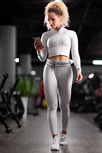 Image of Fitgriff Running Belt for Men & Women - Secure Jogging Pouch for Phone, Keys & Essentials - For All Cell Phones, White, Small - Medium, Slim Fit