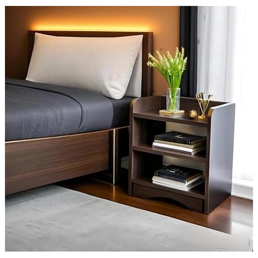 Modern Bedside Table with 3 Shelves,Bed Side Table Wooden Organizer Stand/Home Decor Table/Coffee Table/End Table/Side Table for Bedroom/Table for Living Room 40.6 x 25.4 x 50.8 cm, Dark Brown