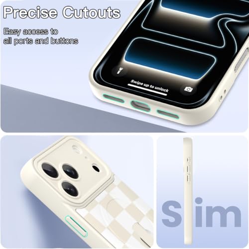 Image of ZIYE for iPhone 17 Pro Case Checkered Compatible with Magsafe White & Beige