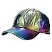Casquette de baseball unisexe vintage en similicuir craquelé brillant holographique métallique coloré, 6, Large
