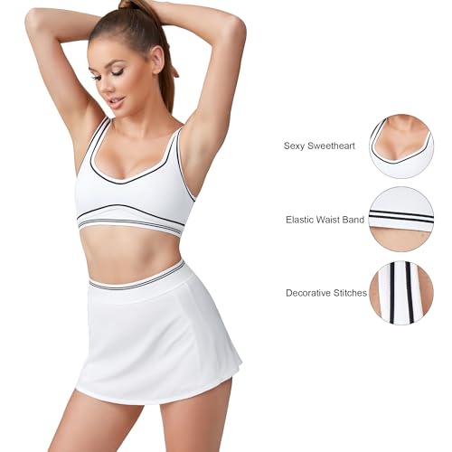 Image of Women Sweetheart Padded Sports Bra- Workout Fitness Square Neck Low Back Yoga Bra