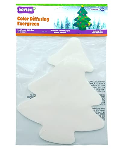 Color Diffusing Evergreen Trees – Christmas Crafts for Kids, Holiday Classroom Art Projects, Winter Tree Decorations & Watercolor Craft Activity (50 Die-Cut Shapes)