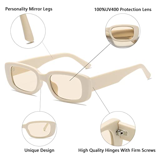 Image of Vintage Rectangle Sunglasses for Women Men 90s Fashion Narrow Square Frame Eyewear UV400 Protection