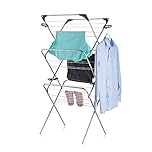 Minky 3 Tier Indoor Clothes Airer with Flip Outs, 20m Drying Space, Holds Up to 20kg, Foldable Clothes Airer, Drying Rack with Hanger Corners & Non-Slip Feet, Black